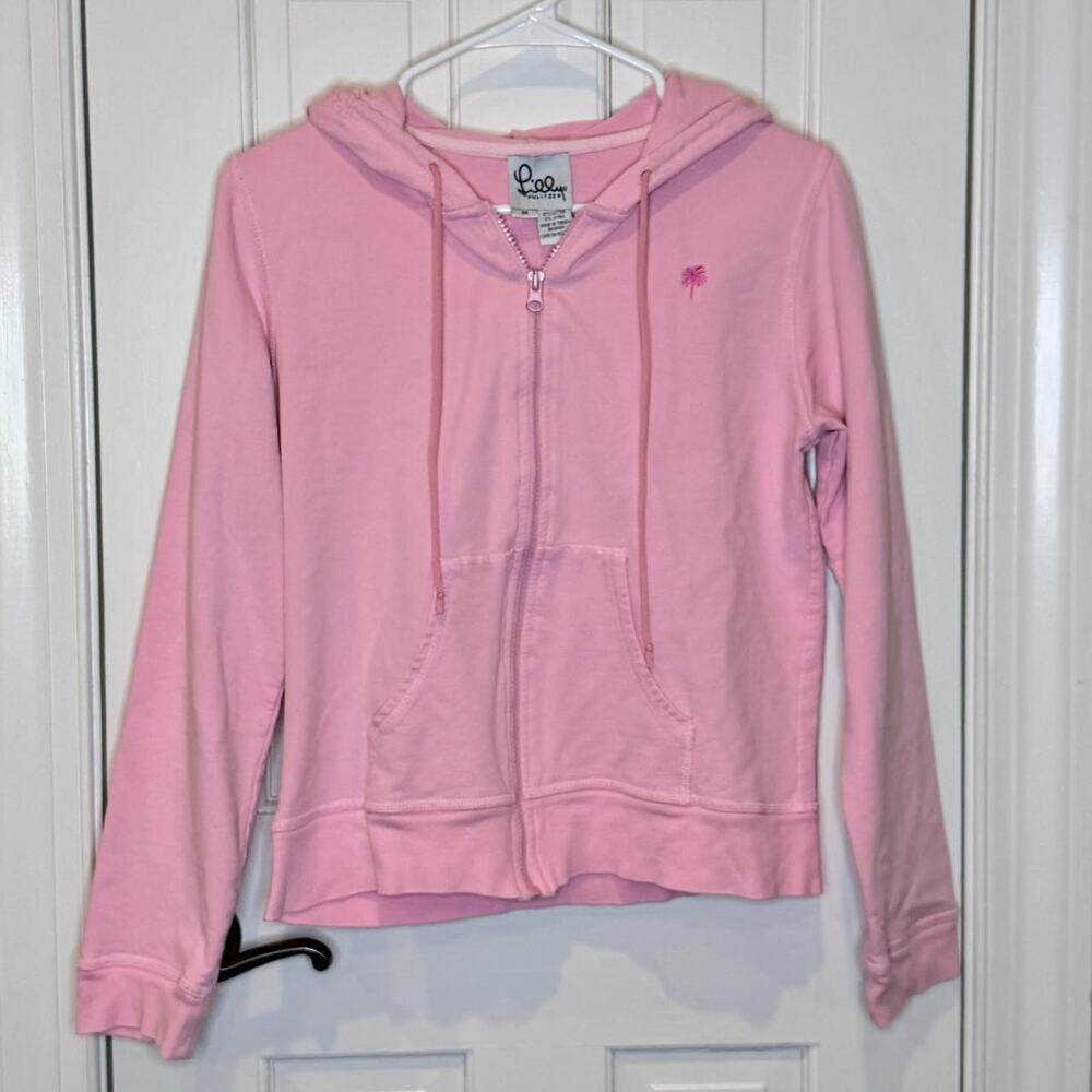 Lilly Pulitzer Lorina Bubblegum Pink Embroidered Zip-Up Hoodie M